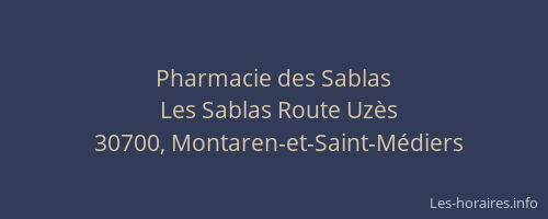 Pharmacie des Sablas
