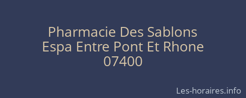 Pharmacie Des Sablons