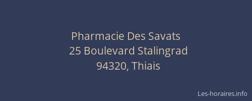 Pharmacie Des Savats