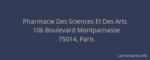 Pharmacie Des Sciences Et Des Arts