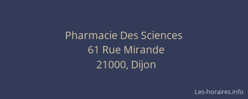Pharmacie Des Sciences