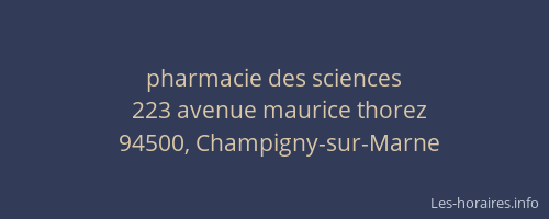 pharmacie des sciences