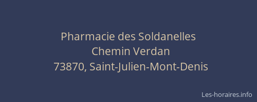Pharmacie des Soldanelles