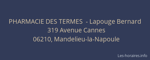 PHARMACIE DES TERMES  - Lapouge Bernard