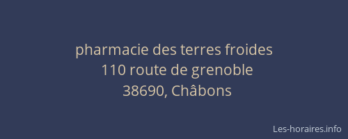 pharmacie des terres froides