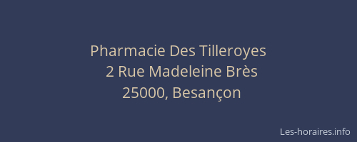 Pharmacie Des Tilleroyes