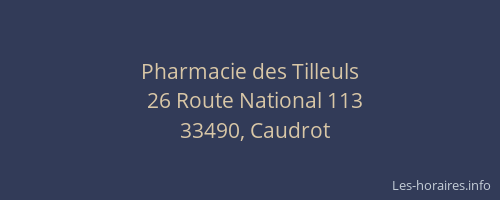 Pharmacie des Tilleuls
