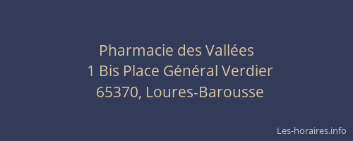 Pharmacie des Vall&eacute;es