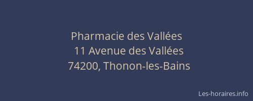Pharmacie des Vall&eacute;es