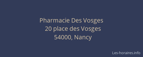 Pharmacie Des Vosges