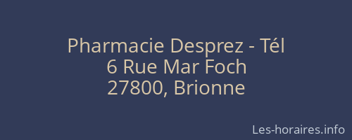 Pharmacie Desprez - Tél