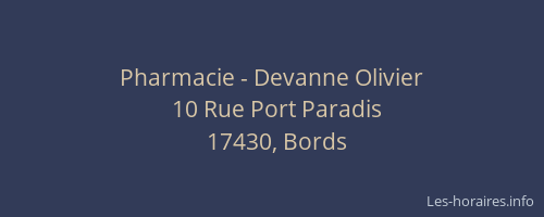 Pharmacie - Devanne Olivier