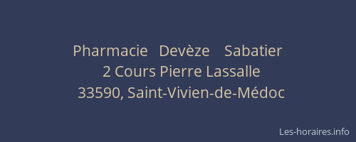 Pharmacie   Dev&egrave;ze    Sabatier