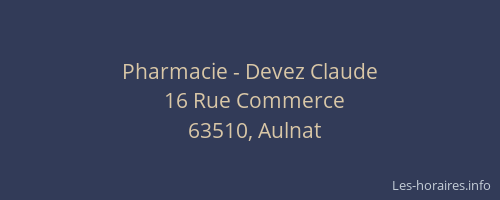 Pharmacie - Devez Claude
