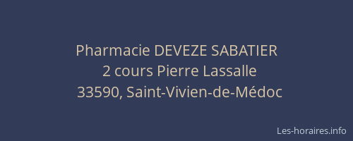 Pharmacie DEVEZE SABATIER