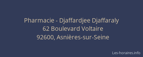 Pharmacie - Djaffardjee Djaffaraly