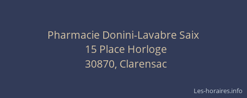 Pharmacie Donini-Lavabre Saix