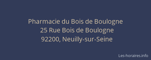 Pharmacie du Bois de Boulogne