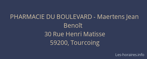 PHARMACIE DU BOULEVARD - Maertens Jean Benoît