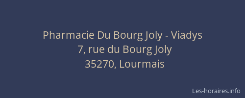 Pharmacie Du Bourg Joly - Viadys