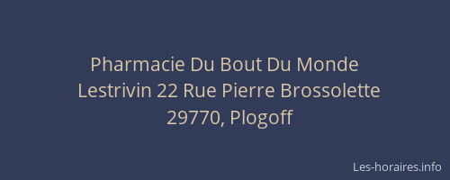Pharmacie Du Bout Du Monde