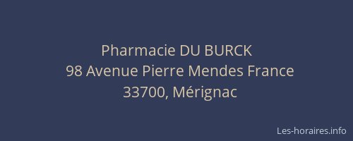 Pharmacie DU BURCK
