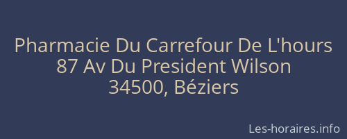 Pharmacie Du Carrefour De L'hours