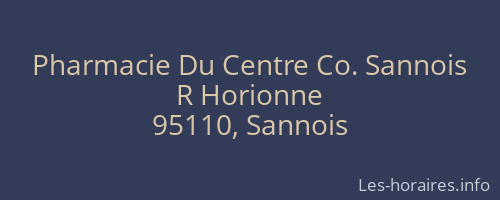 Pharmacie Du Centre Co. Sannois