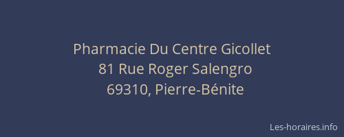 Pharmacie Du Centre Gicollet