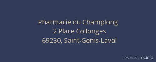 Pharmacie du Champlong
