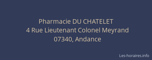 Pharmacie DU CHATELET
