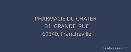 PHARMACIE DU CHATER
