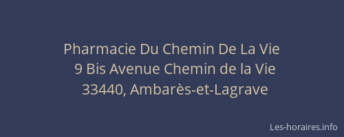 Pharmacie Du Chemin De La Vie