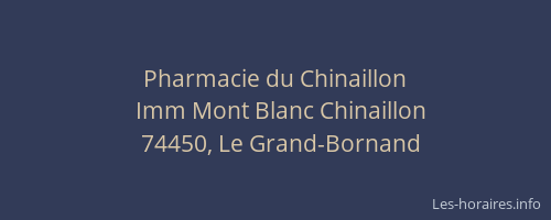 Pharmacie du Chinaillon