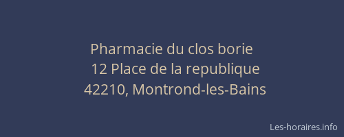 Pharmacie du clos borie