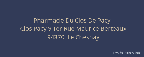 Pharmacie Du Clos De Pacy