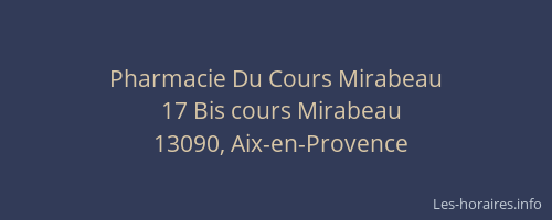 Pharmacie Du Cours Mirabeau