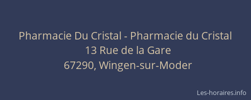 Pharmacie Du Cristal - Pharmacie du Cristal