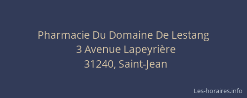Pharmacie Du Domaine De Lestang