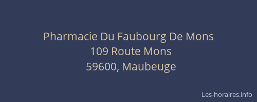 Pharmacie Du Faubourg De Mons