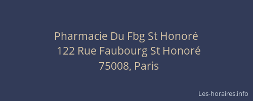 Pharmacie Du Fbg St Honoré