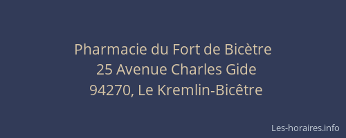 Pharmacie du Fort de Bic&egrave;tre
