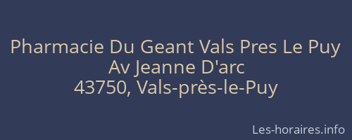 Pharmacie Du Geant Vals Pres Le Puy
