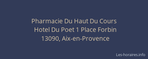 Pharmacie Du Haut Du Cours