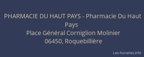 PHARMACIE DU HAUT PAYS - Pharmacie Du Haut Pays