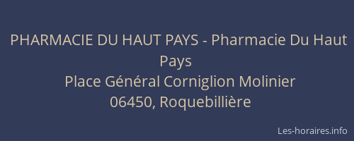 PHARMACIE DU HAUT PAYS - Pharmacie Du Haut Pays