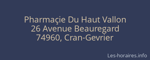 Pharmaçie Du Haut Vallon