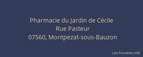 Pharmacie du Jardin de Cécile