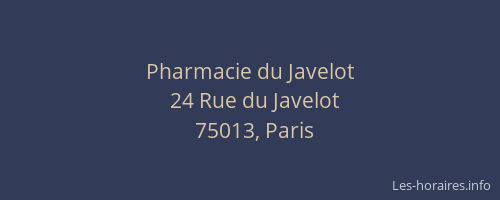 Pharmacie du Javelot