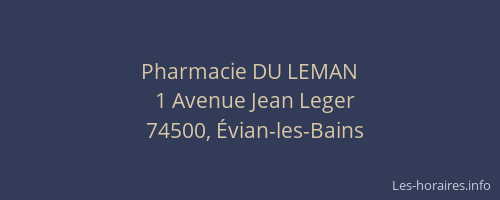 Pharmacie DU LEMAN